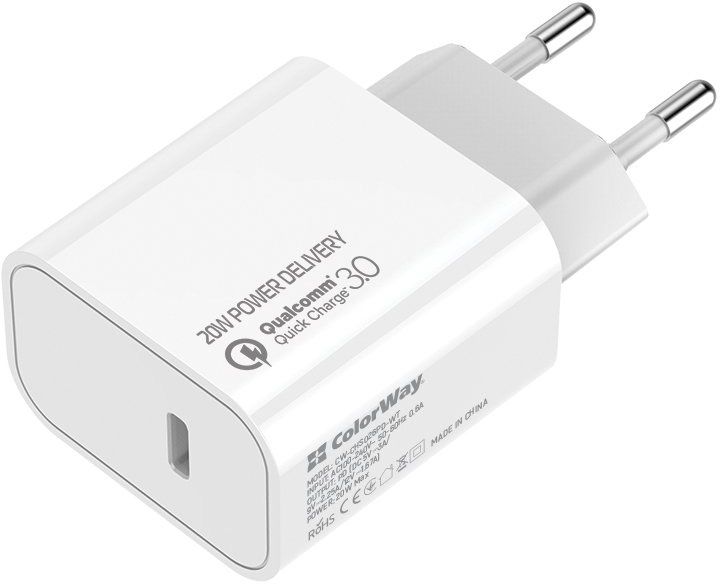 Пристрій зарядний мережевий Colorway Power Delivery Port PPS USB Type-C (30W) білий (код 133171) - купить в магазине IT Nox по цене 494 грн.