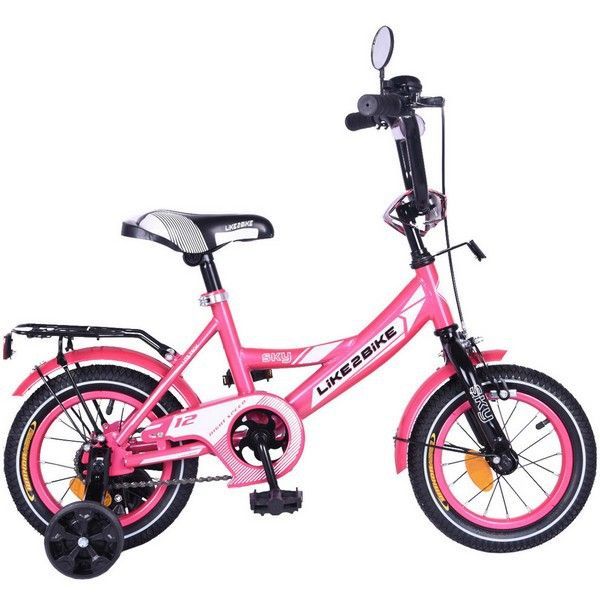 Велосипед дитячий 2-х коліс.12'' 211205(1 шт)Like2bike Sky, рожевий, рама сталь, з дзвінком, руч.гальмо, зборка 75% - купить в магазине Plus-Plus по цене 4856 грн.